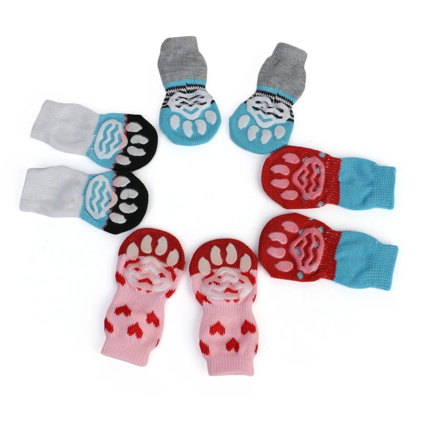 4Pcs Cute Pet Dog Socks with Print Anti-Slip Cats Puppy Shoes Paw Protector Products for Small Breeds Spitz York Dogs Chihuahua