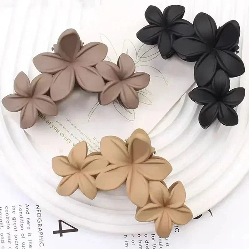 4PCS Flower Hair Claw Clips Non-Slip Matte Flower Hair Clips for Women Cute Hair Clips, Hawaiian Hair Flower Clip Large Plumeria