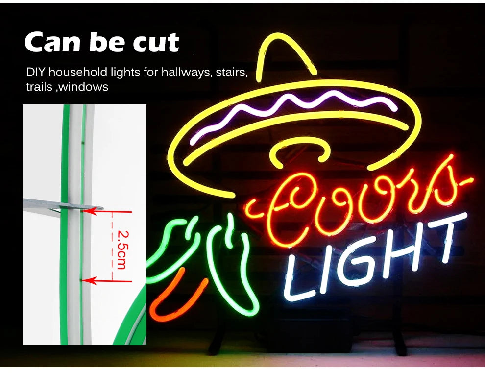 Neon LED Strip Light 5M 600 LEDs Waterproof Flexible Silicone Lamp