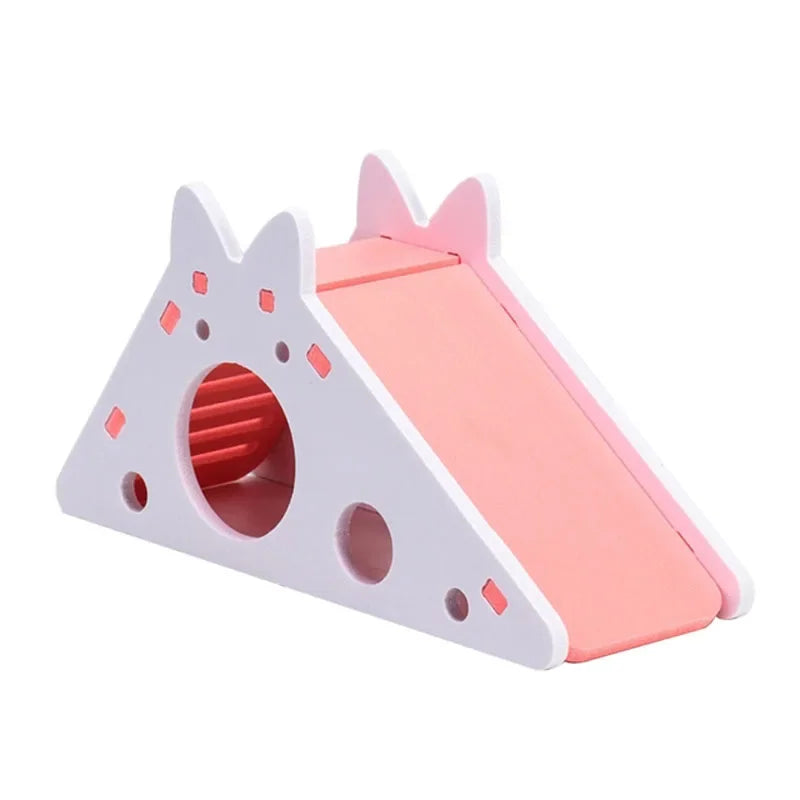 Assembled Hamster Slide Toy Guinea Pig Golden Bear Wooden Colorful Hamster House Small Pets Cage Toys Hamster Accessories
