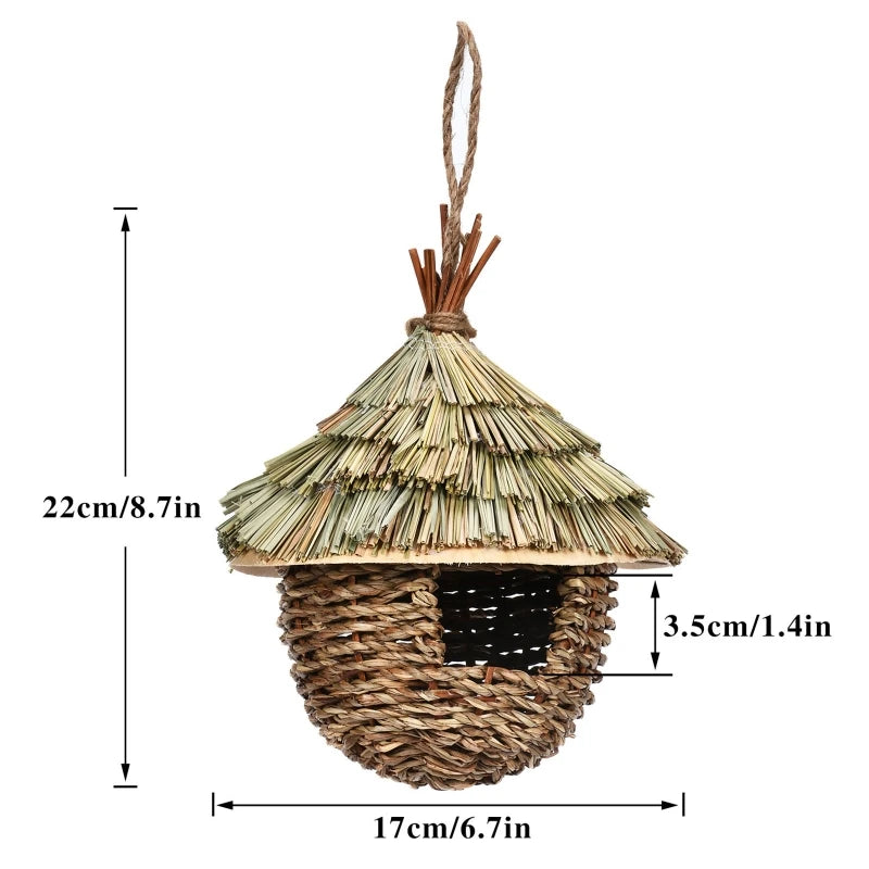 17 Style Birds Nest Bird Cage Natural Grass Egg Cage Bird House Outdoor Decorative Weaved Hanging Parrot Nest Houses Pet Bedroom