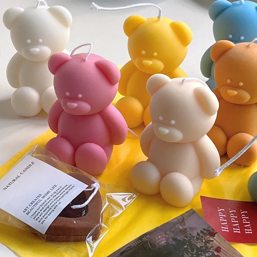 3D Cute Cartoon Bear Silicone Candle Mold Gift Making Kit