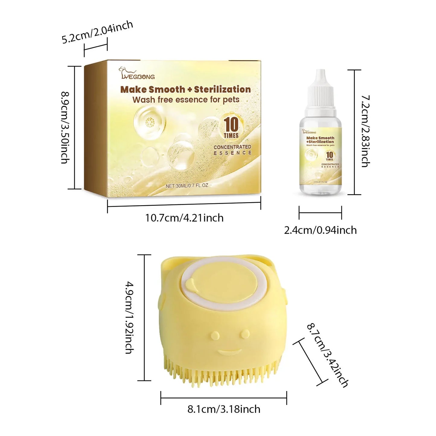 Pet Wash-free Essence Set for Cats and Dogs To Soften Hair, Clean, Decontaminate and Deodorize Dry Cleaning Care