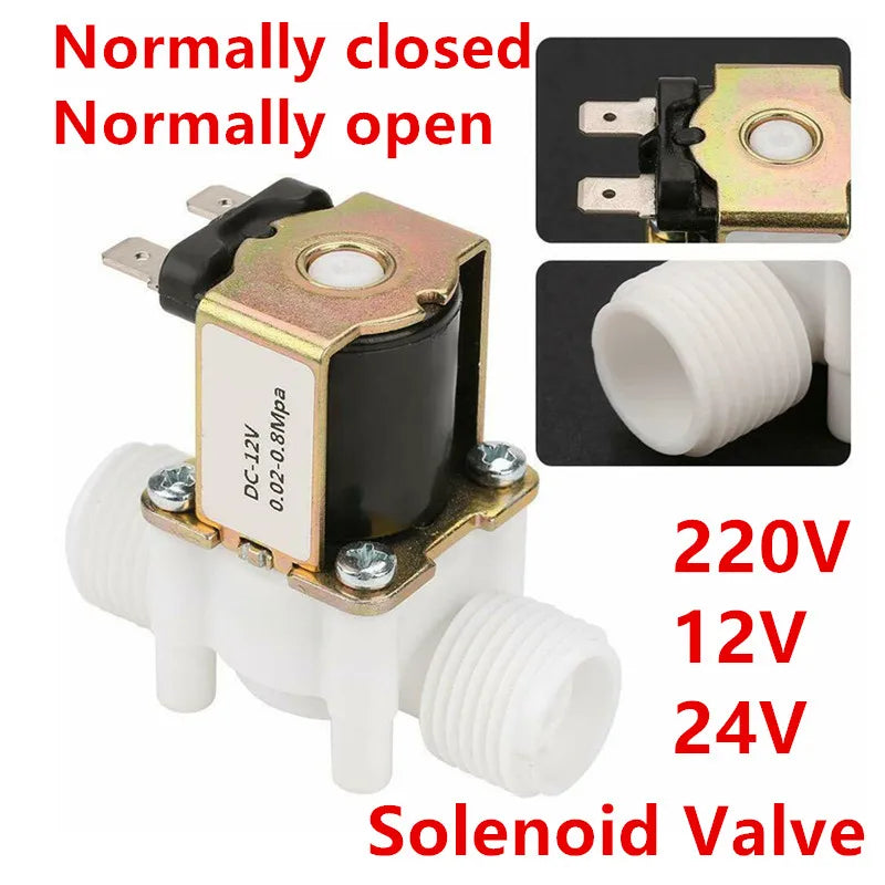 Válvula solenoide con rosca macho de 1/2" 3/4" CA 220 V CC 12 V 24 V Controlador de válvula de control de agua Interruptor Normalmente cerrado Normalmente abierto