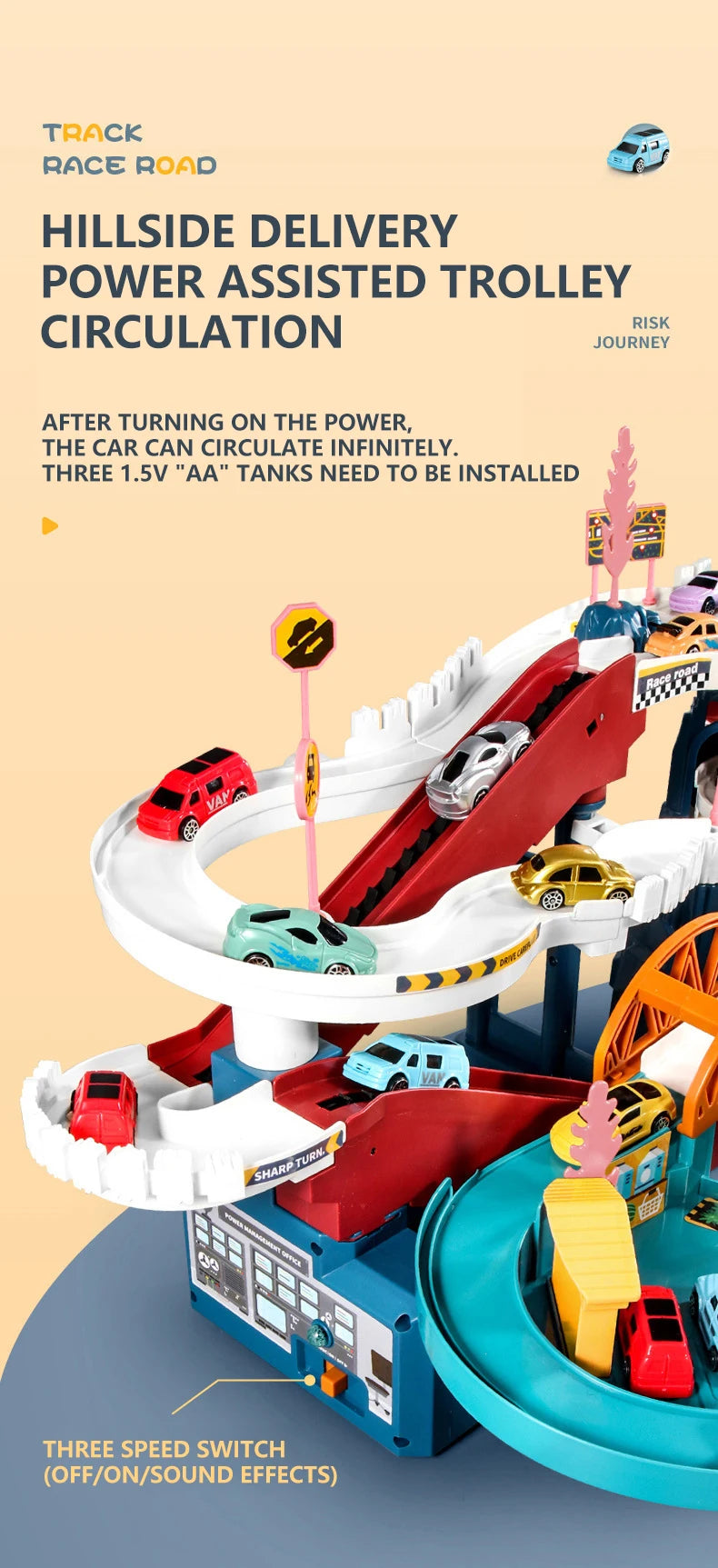 Lion Theme Car Track Set for Kids Educational Racing Toys with Diecast Cars Colorful Fun for Birthdays and Holidays