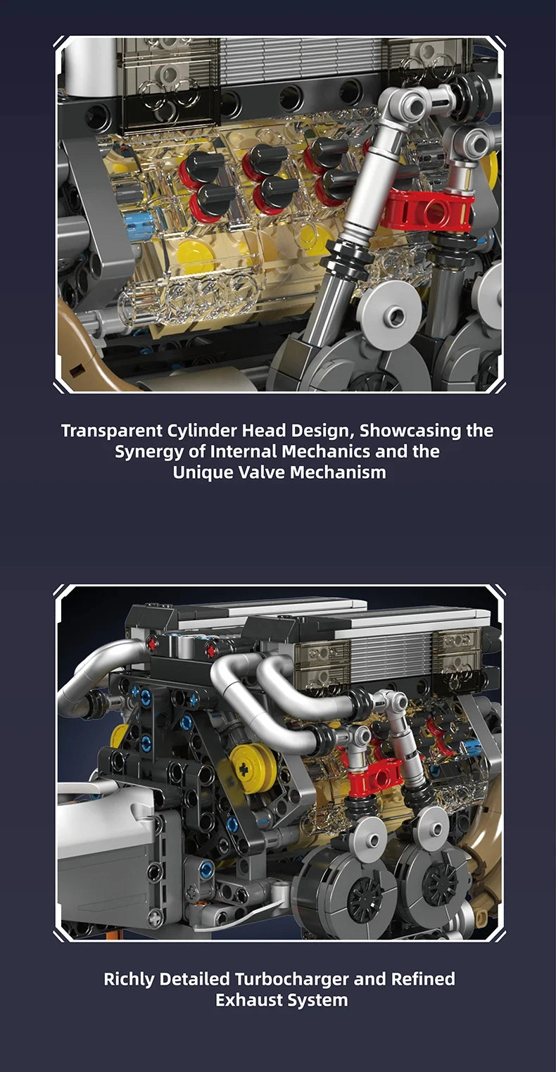 Mould King 10131 W16 Engine Building Block Set for BGT Supercar DIY Car Assembly Toy for Kids