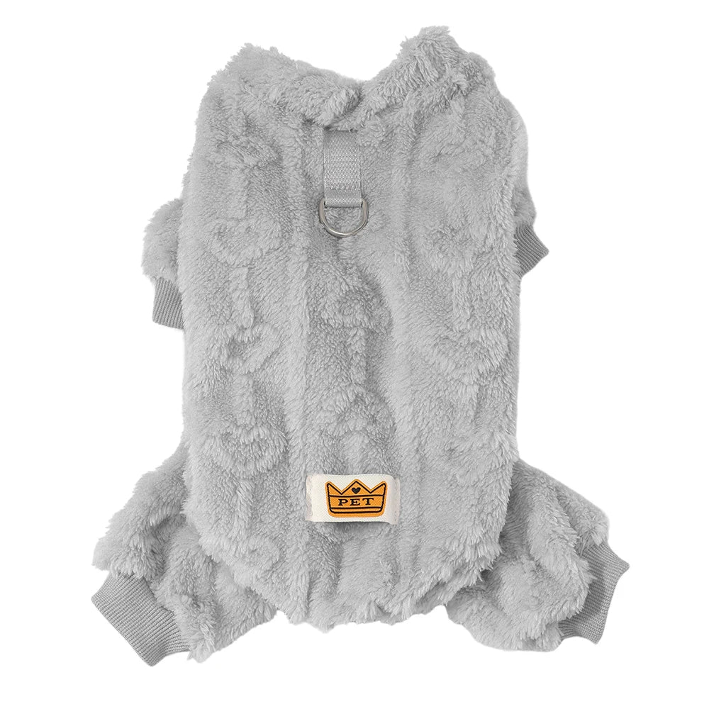 Winter Fleece Warm Dog Cloth Winter Soft Cozy Puppy Jumpsuit Plush Winter D-ring Overall For Small Medium Pet Vest Coat for Cat