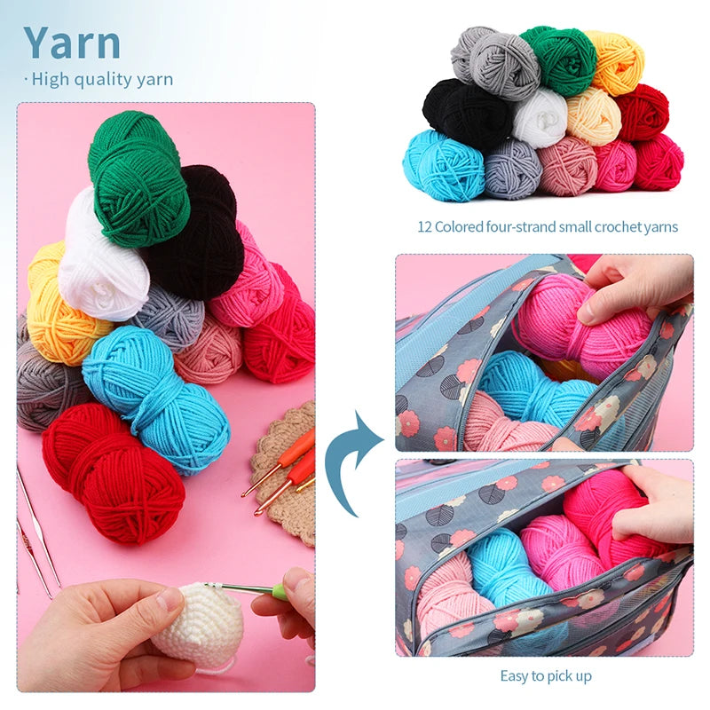 KRABALL Knitting Crochet Hook Set Sewing Tool With Bag