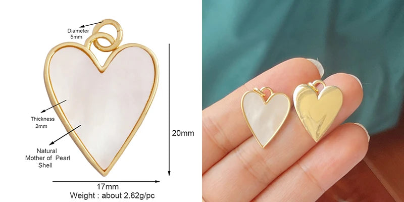 Classics Love Heart Star Zircon Focal Charm Pendant 18K Gold Plated Shell Pearl Jewelry