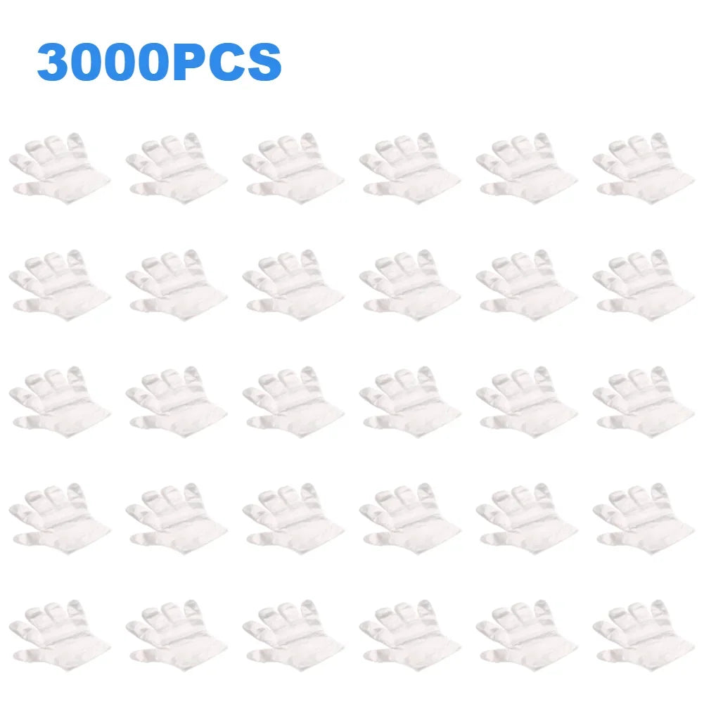 3000 Count Disposable Transparent Plastic Gloves for Kitchen and Bathroom Cleaning Durable Ambidextrous Gloves for DIY Cooking