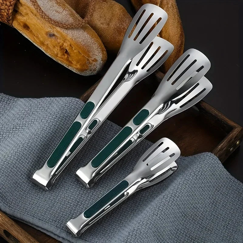 1pc Non Slip Stainless Steel Food Tongs Meat Salad Bread Clip Barbecue Grill Buffet Clamp Cooking Tools Kitchen Accessories