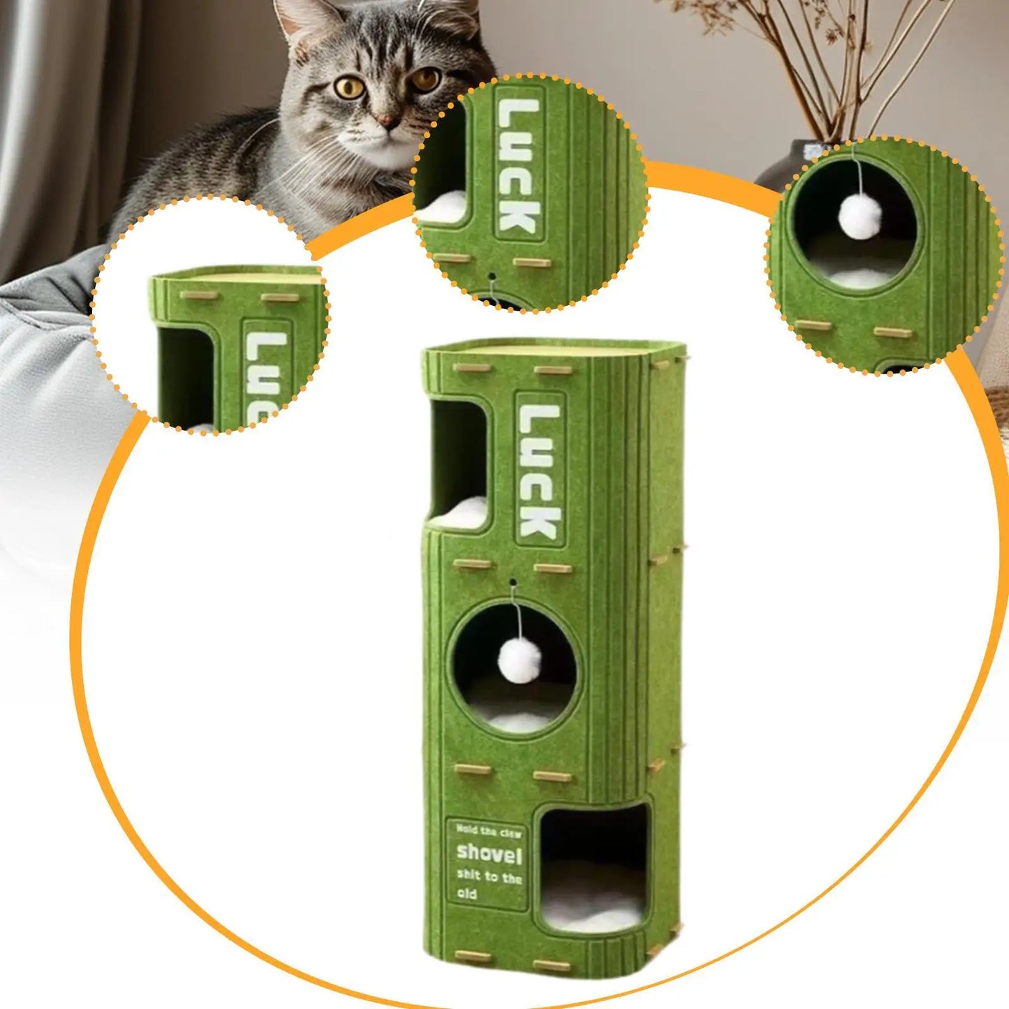 Felt Cat House Felt Sleeping Place Portable Play Hideout Cat Climbing Tree Tower Three layers Cat Cave Felt Cat Scratcher Posts