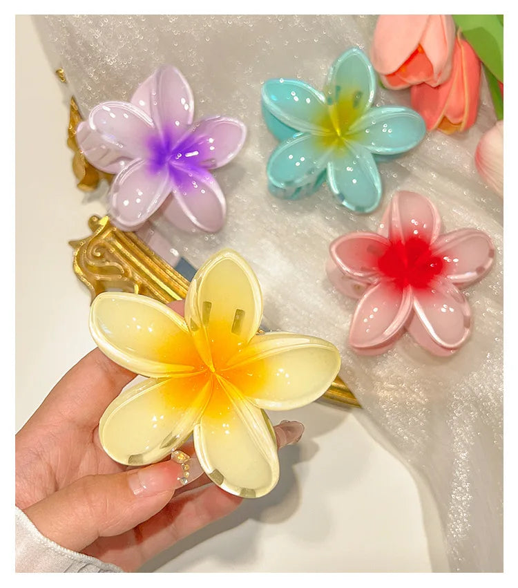 Bohemian Beach Vacation Lily Flower Hair Claw Sweet Hair Clip for Women Floral  Claws Fashion Girl  Accessories Gift