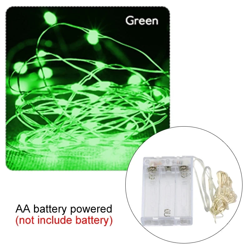 10M 5M 3M 2M Copper Wire LED Tinsel Garland Fairy Lights