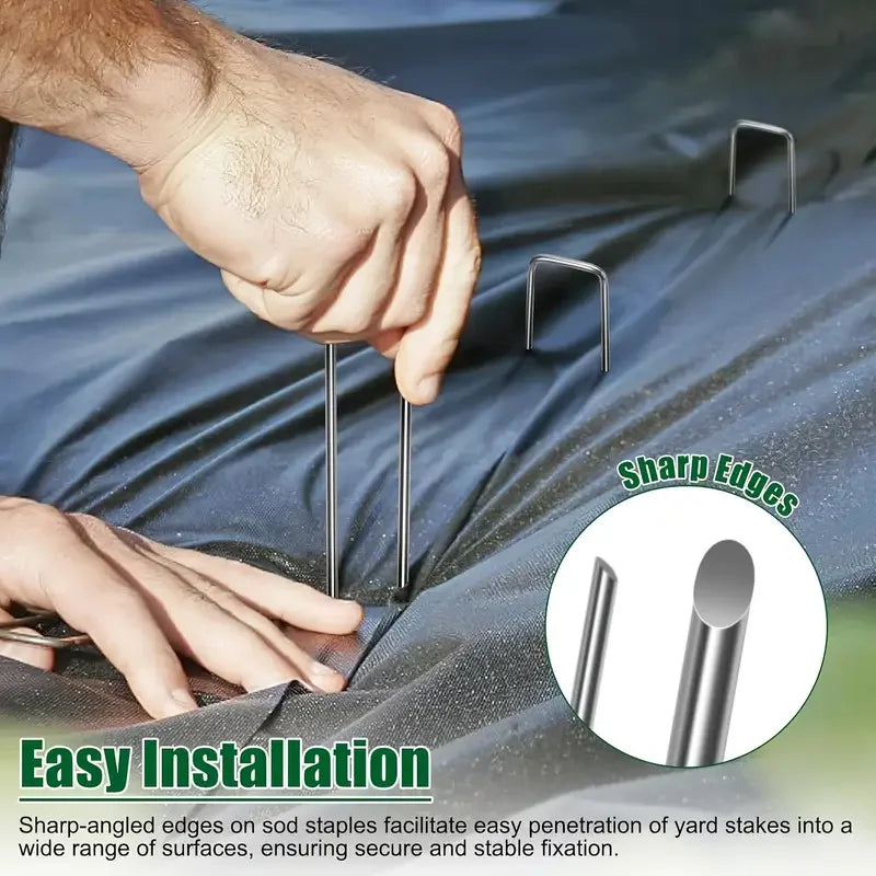 U Type Heavy Duty Garden Staples for Securing Landscape Fencing and Lawn Barriers Galvanized Sod Pins and Ground Stakes