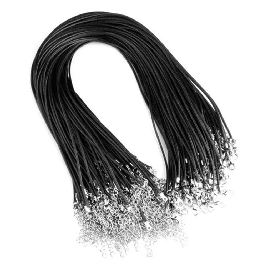 20Pcs Black Wax Cord Chain 45cm Leather Necklace DIY