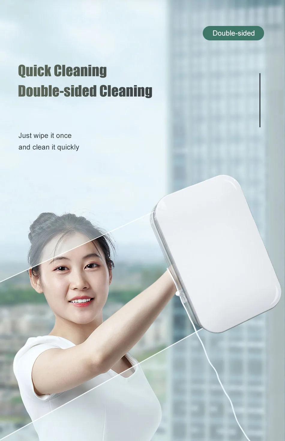 2024 Magnetic Window Cleaner Brush Double-Sided Automatic Water Discharge Wiper for Effortless Glass Cleaning
