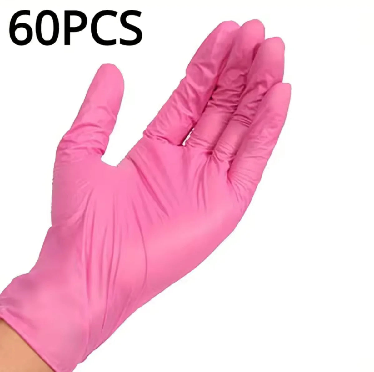 Pink Nitrile Disposable Household Gloves XS to L Elastic Latex Free Waterproof Durable Cleaning Tool
