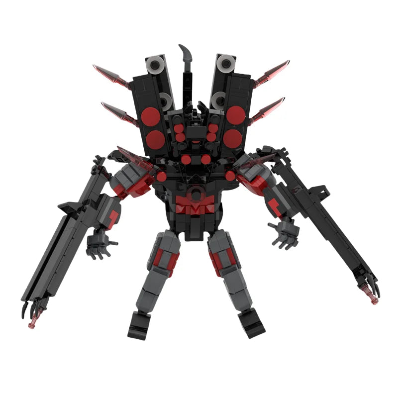 Titan Guitar Speaker Man Building Blocks Set Skibidi Toilet Design with Battle-Axe DIY Bricks Toy for Boys Ages 6-12 Perfect Christmas Gift