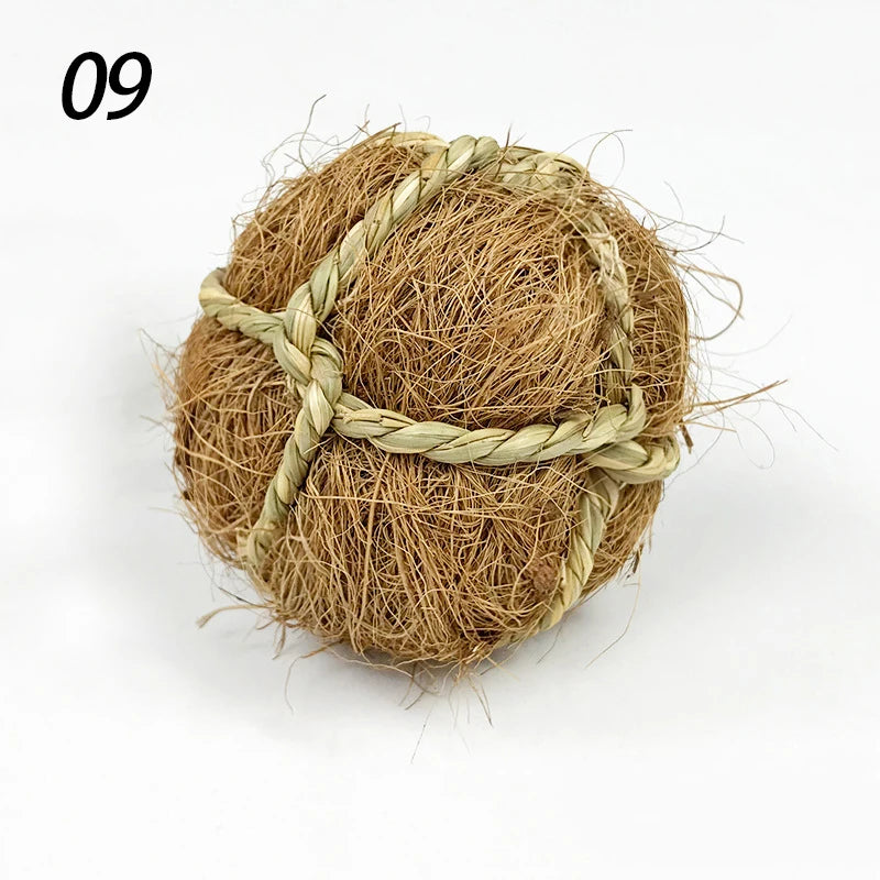 Chewing Braided Ball Guinea Pig Rabbit Hamster Small Animal Play Pet Interactive Chew Toy Natural Grass Ball  hamster toy