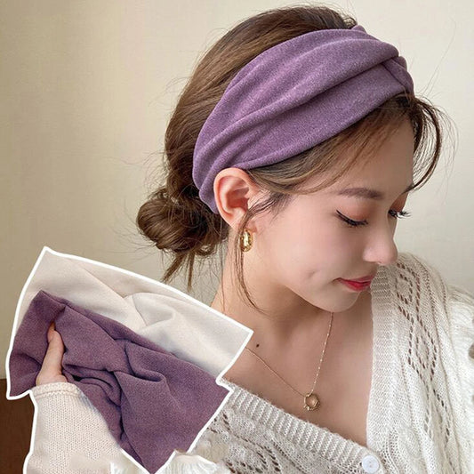 Simple Solid Color Wide HairBand Fall Winter Wash Face Yoga Makeup Hair Scrunchies Women Girls Elastic Headband Hair Accessories