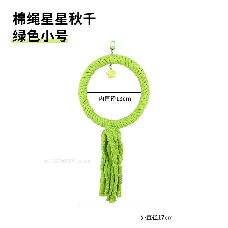 Colorful Parrot Cotton Rope Hanging Braided Budgie Bird Cage Cockatiel Toy Pet Stand Accessories Ladder Swing Supplies