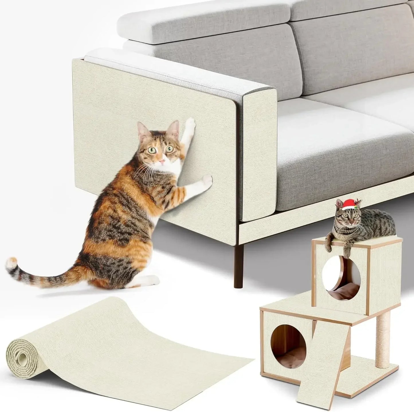 Trimmable Cat Scratching Mat Self-Adhesive Carpet Mat Pad Cat Pet Scratcher Furniture Couch Corner Indoor Sofa Wall Protector