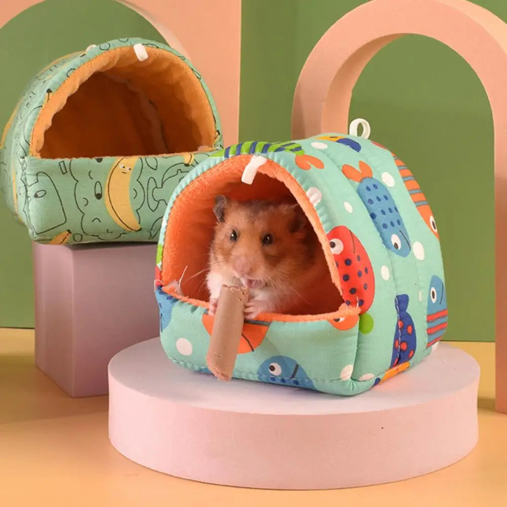 Cute Cage Rabbit Squirrel Winter Warm Mat Guinea Pig Nest Hamster House Small Animal Sleeping Bed Pet Hanging Cagehamaca hamster