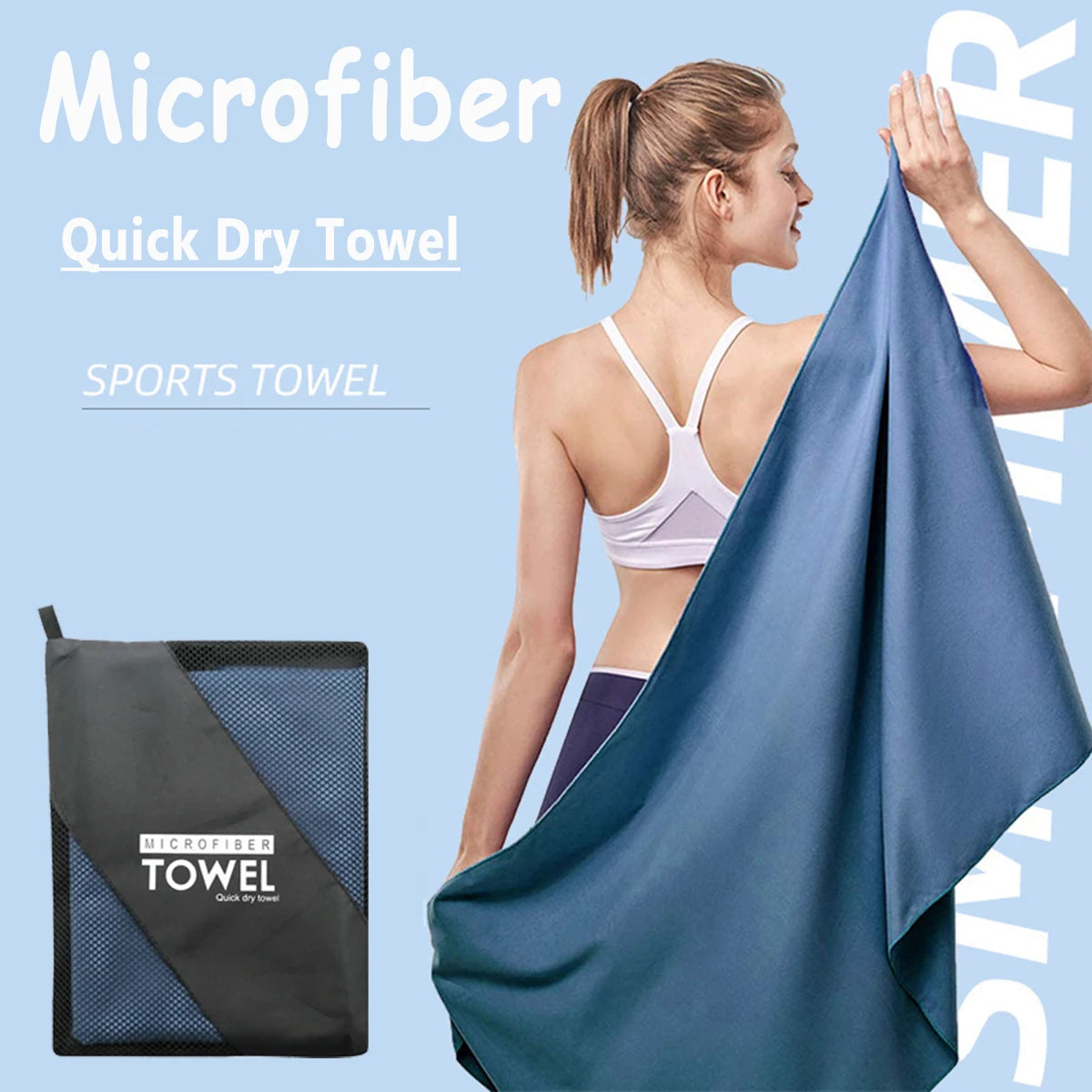 Quick-Dry Sports Towels – 40x80 / 80x160cm Lightweight Microfiber Towels for Gym, Beach, Swimming & Camping