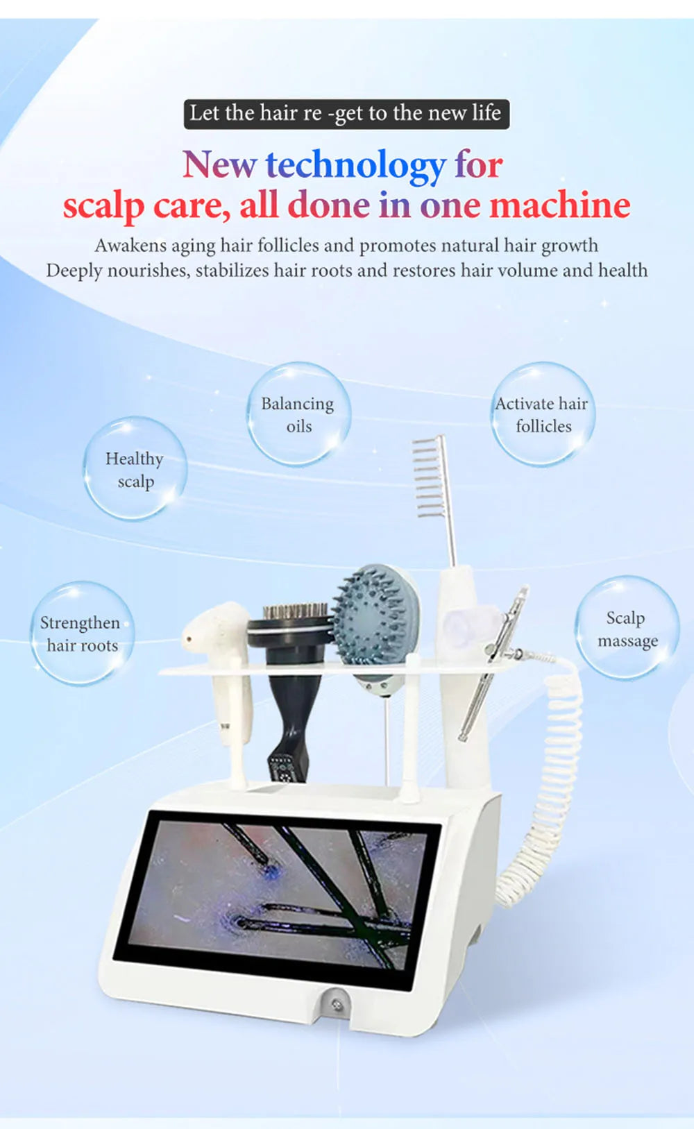 2024 Professional Hair Scalp Care Machine Nanometer Spray Hair Therapy Machines Anti-hair Loss Scalp Massager for Hair Salon