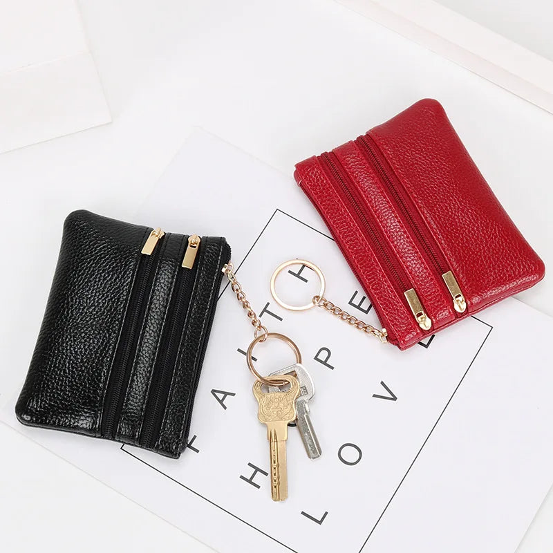 Zero Wallet Women's Short PU Leather Small Wallet Multifunctional Card Bag Soft Leather Key Bag Zipper Bag