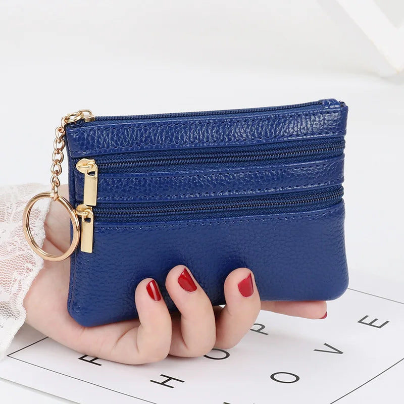 Zero Wallet Women's Short PU Leather Small Wallet Multifunctional Card Bag Soft Leather Key Bag Zipper Bag