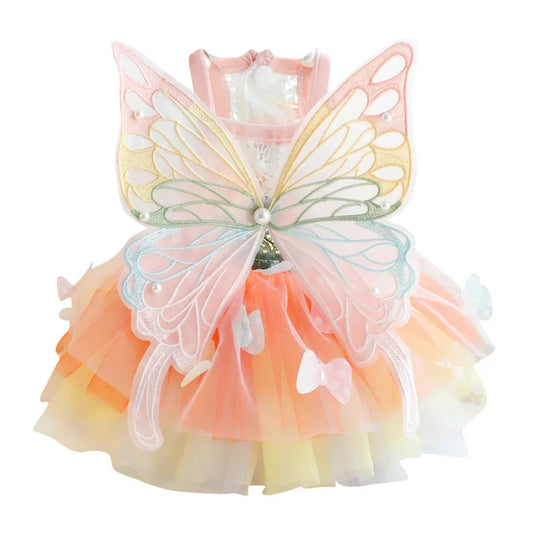 Cat Dog Princess Dress Clothes Rabbit Bunny Kitten Butterfly Costume Schnauzer Chihuahua Puppy Summer Sweet Mesh Dress