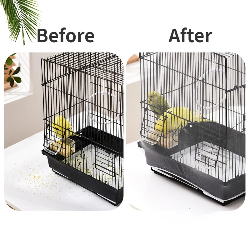 Easy Cleaning Bird Cage Covers Mesh Seed Catcher Guard Bird Cage Net Shell Skirt Dust-proof Mesh Parrot Cage Cover