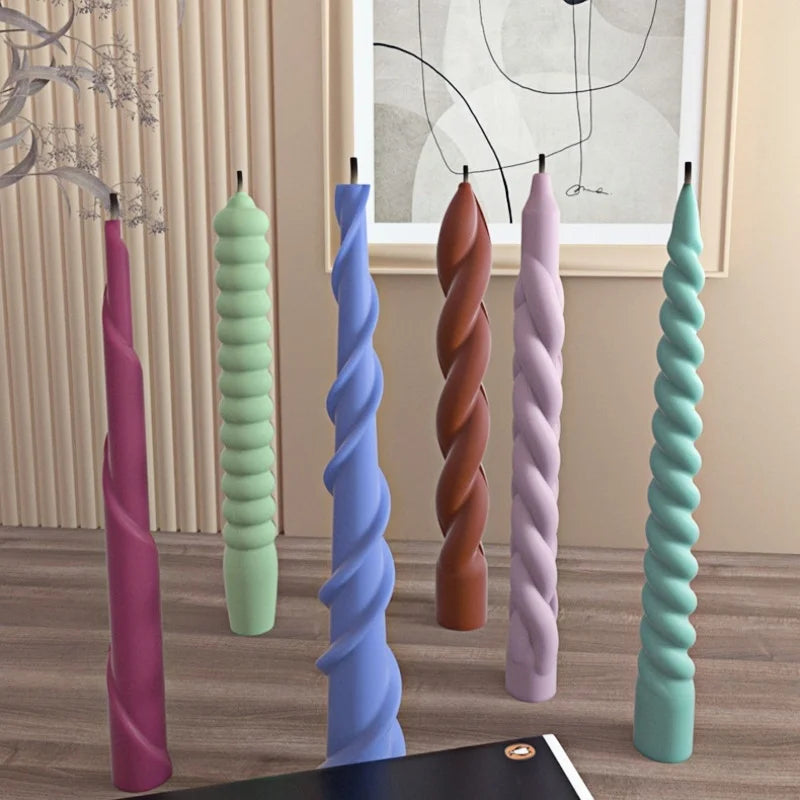 Geometric Spiral Candle Silicone Mold for DIY Twisted Rods