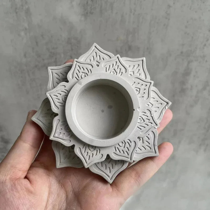 Concrete Candle Jar Silicone Mould Round Lotus Holder Tool