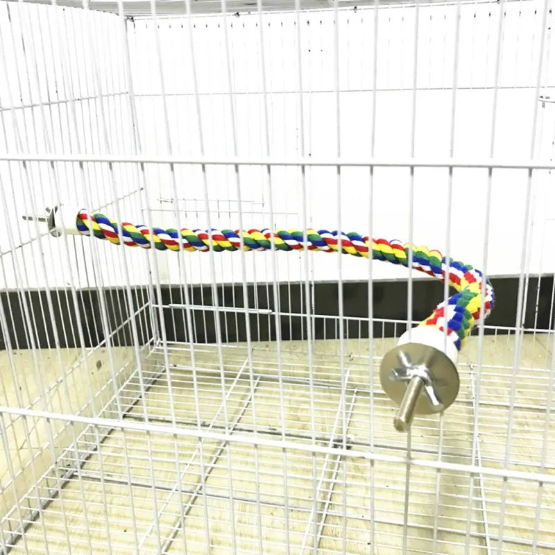Bird Rope Perch Bird Rope Swing Cage Stand Pole Accessories Bird Standing Climbing Toy for Parrot Parakeet Budgies Cockatiels