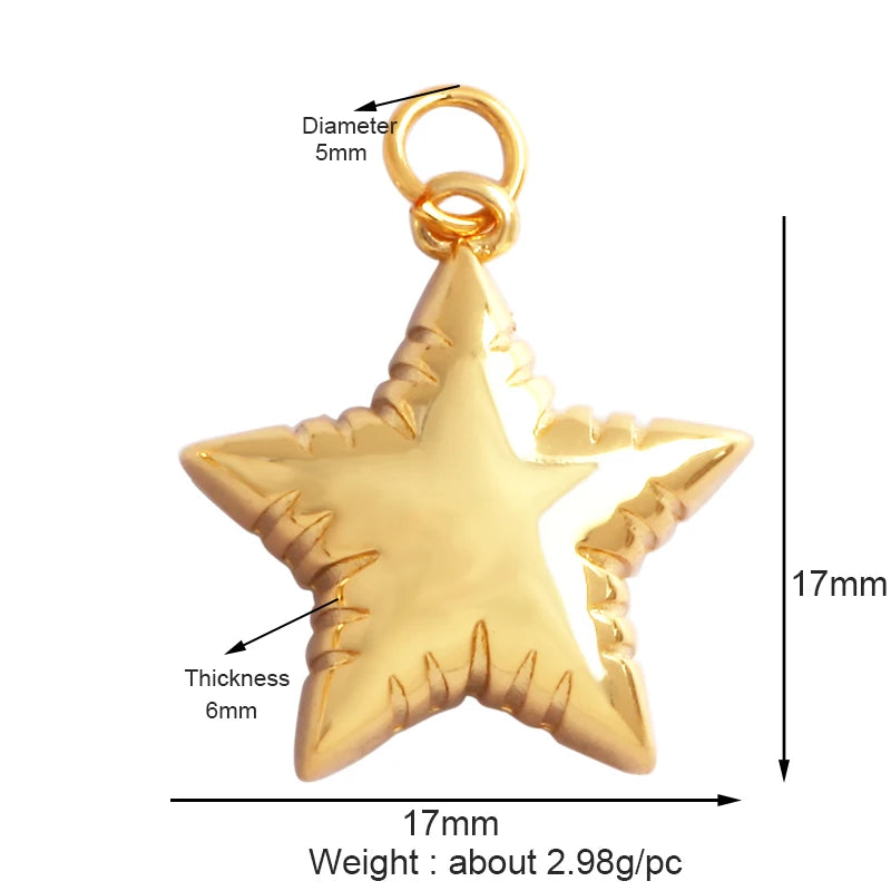 Classics Love Heart Star Zircon Focal Charm Pendant 18K Gold Plated Shell Pearl Jewelry