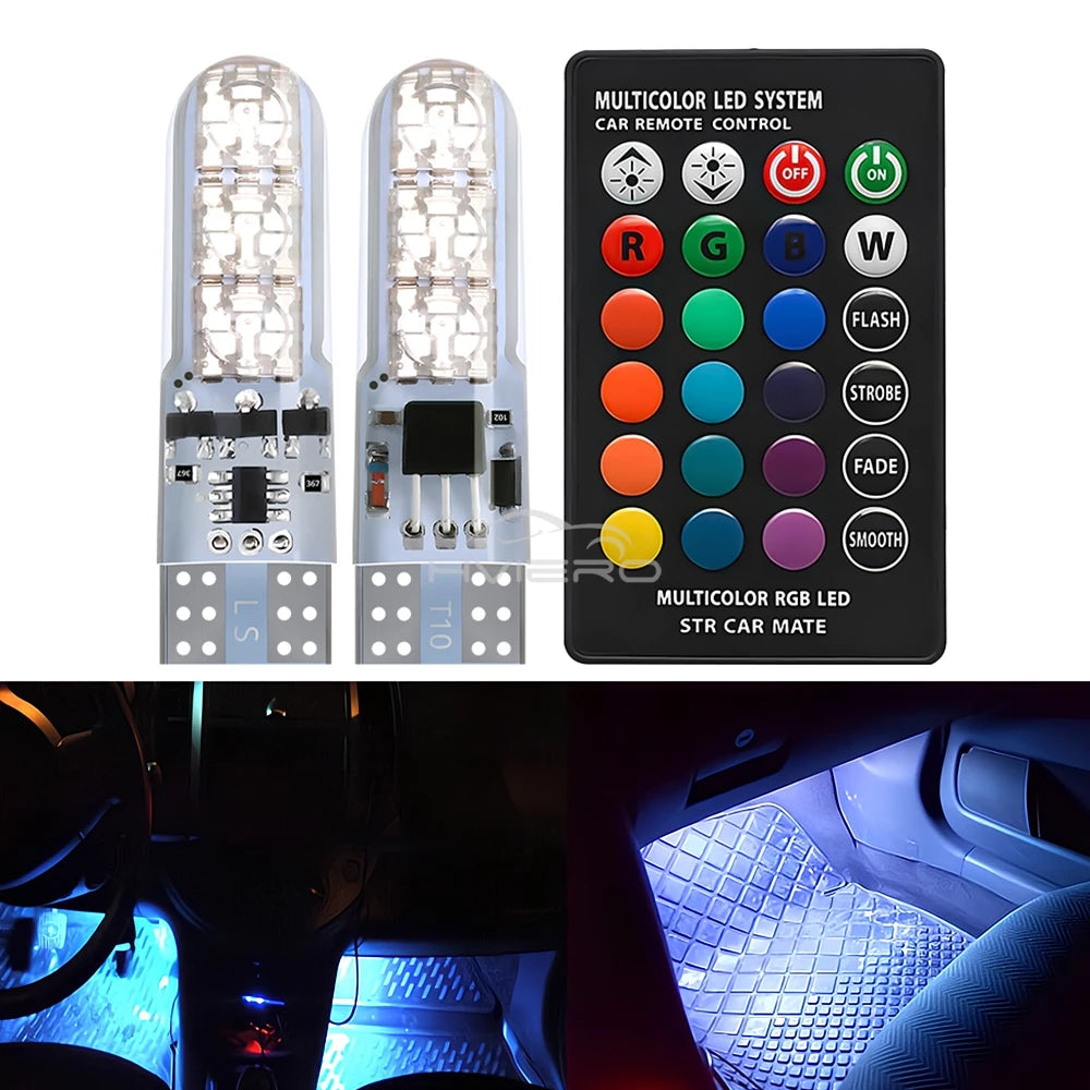 New T10 5050 6SMD DC 12V Waterproof RGB W5W Car Bulb