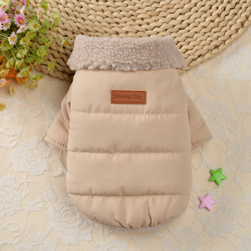 Warm Winter Dog Cat Clothes With Fur Collar Outdoor Dogs Clothing Jacket Thick Pet Puppy Coat for Small Medium Dogs Chihuahua