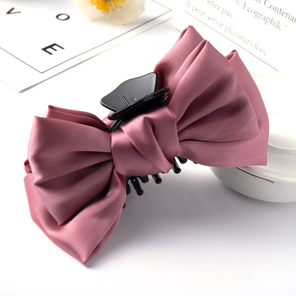 Bow Hair Claws Clip Large Shark Claw Hair Clips Solid Bowknot Hairpin Barrettes for Ponytail Women Hair Accessories Headbands