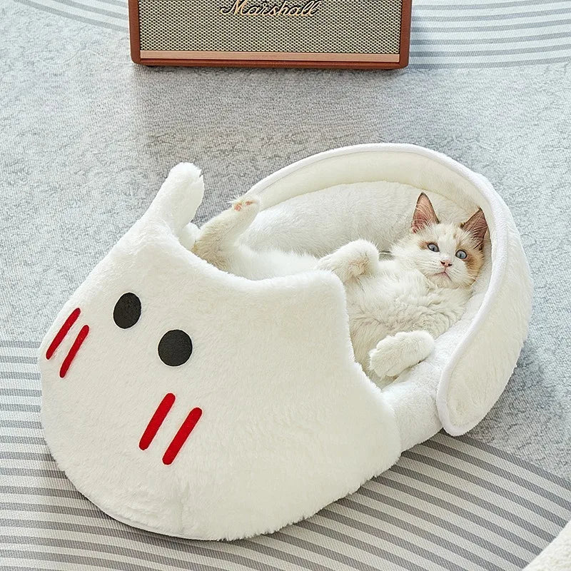 2025 New Semi-enclosed Cat Kennel Winter Warm Slippers Pet Kennel All-season Universal Breathable Non-slip Gray Dog Kennel