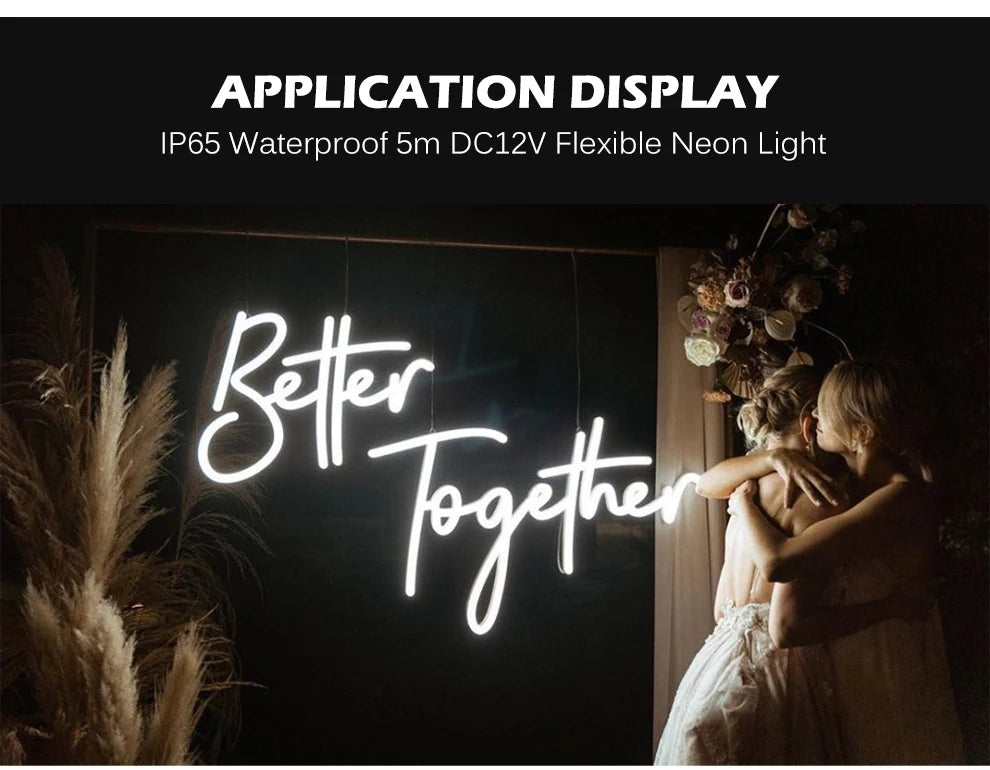 Neon LED Strip Light 5M 600 LEDs Waterproof Flexible Silicone Lamp