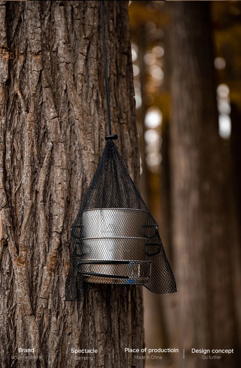 MountainHiker 5 Piece Camping Cookware Set 304 Stainless Steel Portable Outdoor Cooking Kit for Hiking BBQ and Picnic