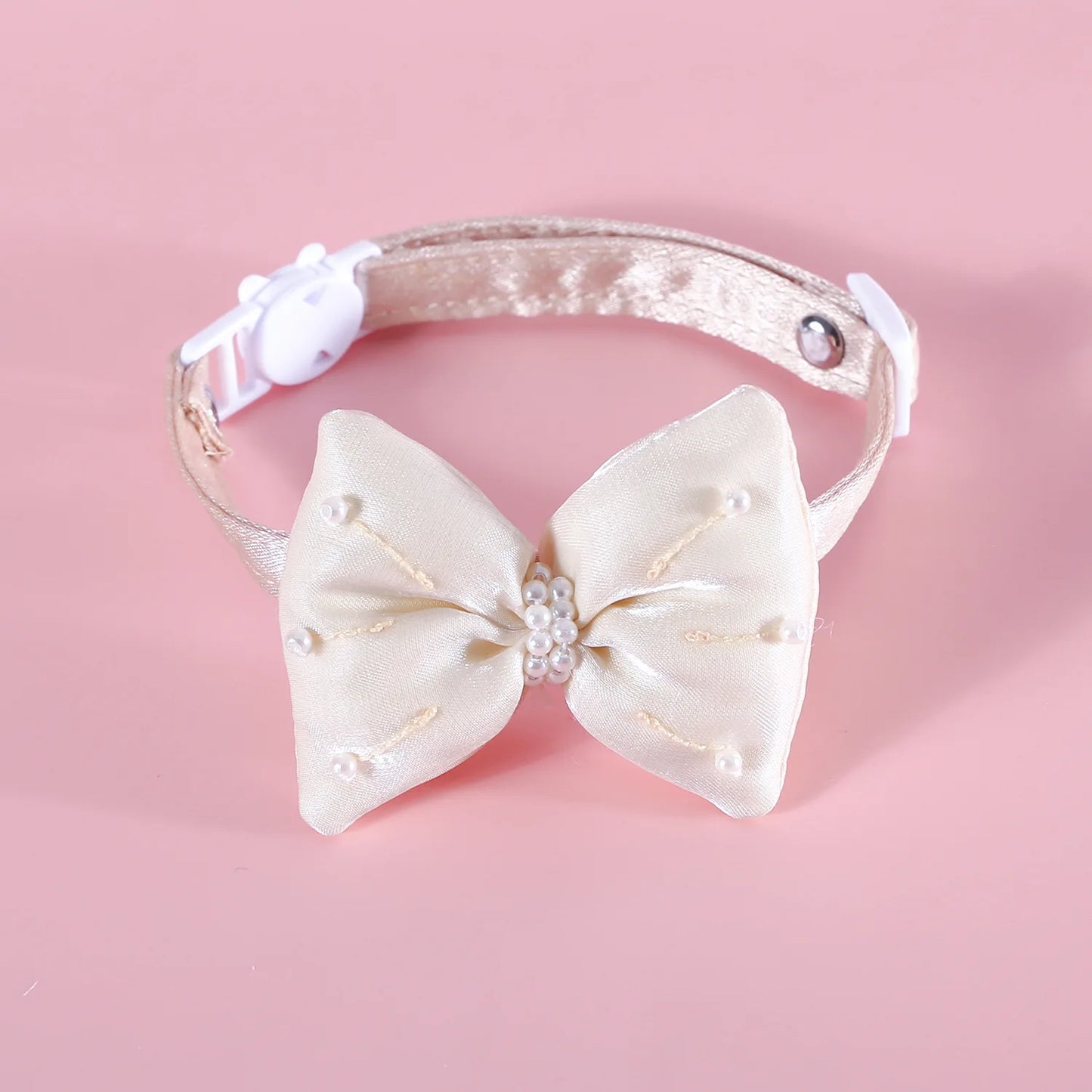 MPK New Series Pet Pearl Bow Collar Cat Anti Suffocation Love Pendant Bow Tie Also Suitable For Dog