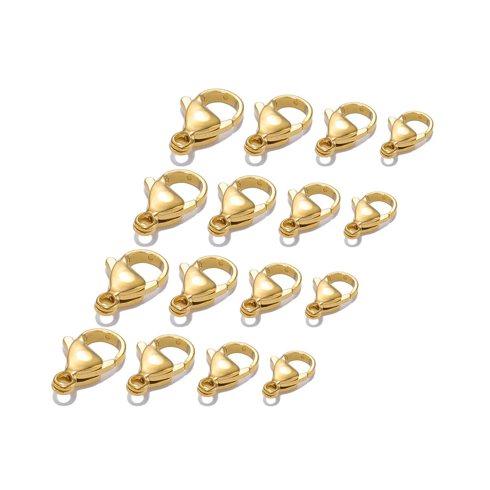 25pcs 18K Gold Stainless Steel Lobster Clasps for Jewelry Making
