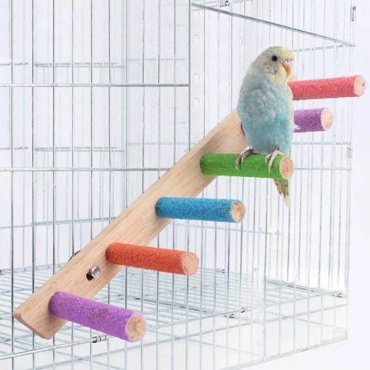 4/6/8 Step Bird Climbing Ladder Parrot Toy Ladder Bird Interaction Fun Climbing Toys Wooden Exercise Rack