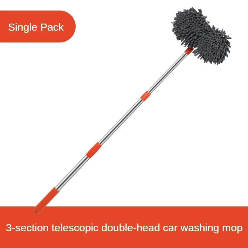 LEIBOO Telescopic Car Cleaning Brush Mop with Double Brush Head for Roof and Window Washing