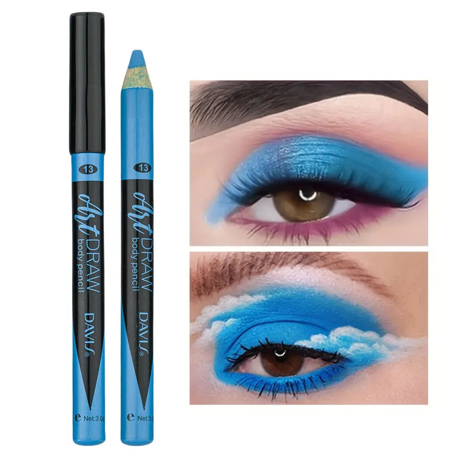 15 Color Eyeliner Lip Liner Pen, Black Blue Multicolor Metallic Pearly Glitter Matte Finish Punk Smokey Style Eye Makeup Pen