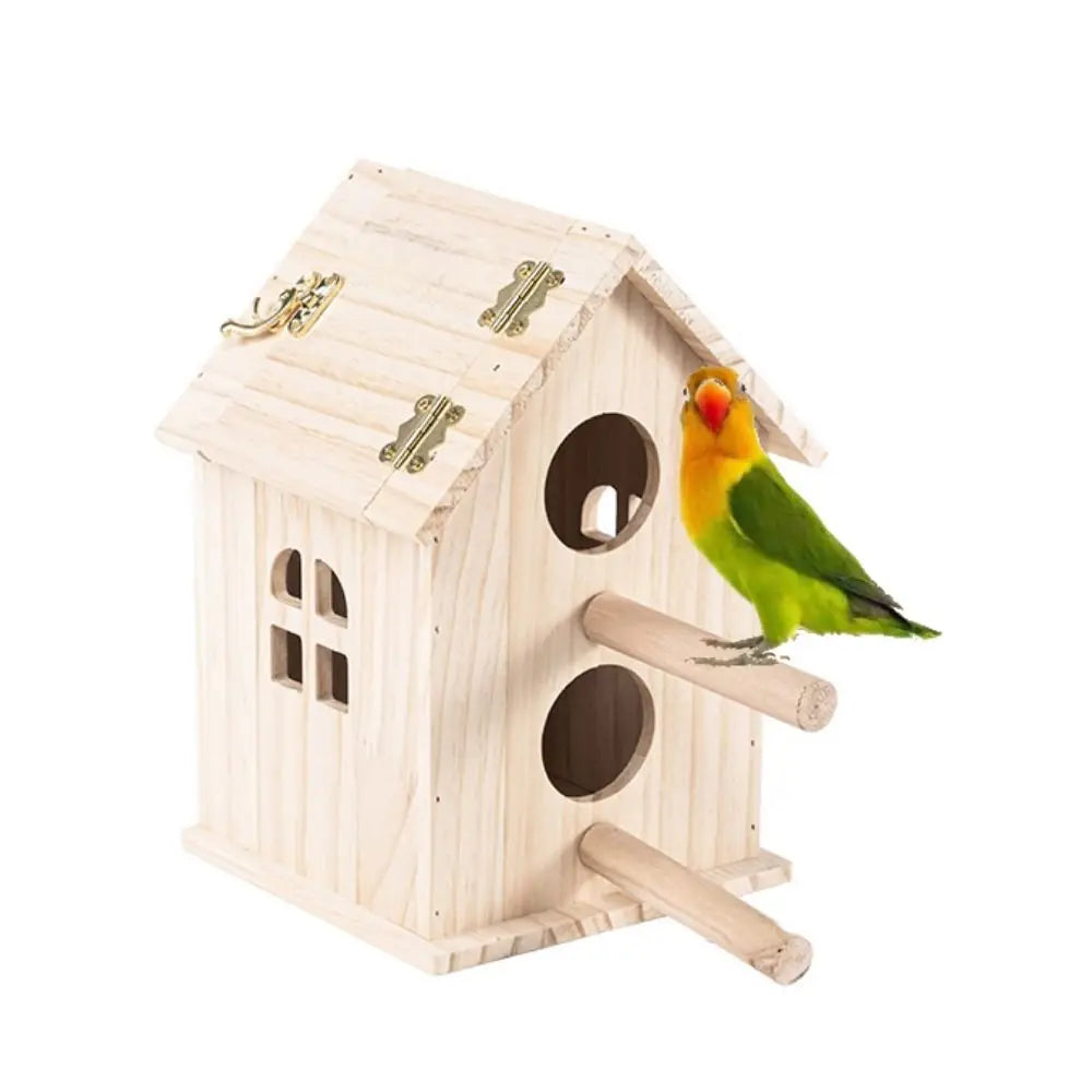 Large Space Wood Bird House Rainproof Hanging Bird Nesting Box Sun Protection Bird Nest for Parrots Parakeet Budgerigar